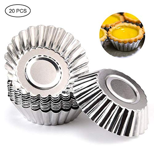 Egg Tart Molds, LEEGOAL 20pcs Egg Tart Aluminum Cupcake Cake Cookie Mold, Pudding Mould, Foil Tart, Pie Pans Mold, Tin Baking Tool