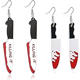Horror Skeleton Knife Acrylic Dangle Drop Earrings for Women Punk Unique Gothic Earrings Gothic Knives Dangling Charm Funny Earring Hip Hop Halloween Jewelry Gifts