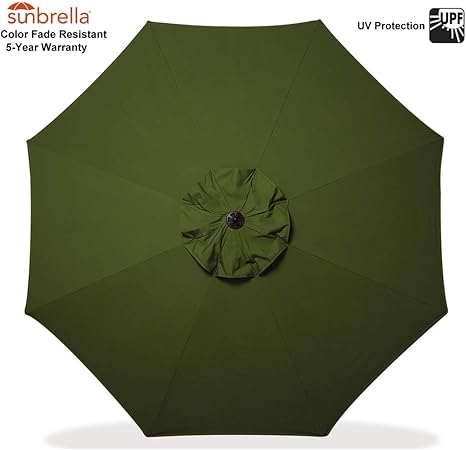Outdoor Patio Umbrella Replacement Canopy 9 Ft 8 Ribs Sunbrella Fabric Market Umbrella Top Cover Only Sunbrella Fabric Canvas Palm Sunbrella Canopy Only Palm Dark Green Amazon Co Uk Garden Outdoors
