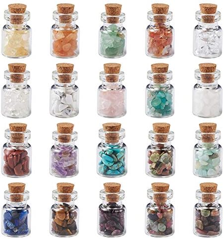 個入り 種類 さざれ石 小瓶入り 天然石 合成石 パワーストーン ミニガラスボトル コルク栓付き ウィッシュボトル コルク瓶 ガラス小瓶 浄化グッズ アクセサリーパーツ ジュエリー用 オーナメント インテリア Diy ハンドメイド 手芸材料 手作り素材 クラフト用品 22x15mm