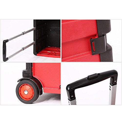 Livebest Multi-function Folding Two-Wheeled Shopping Cart Portable Lightweight Hand Utility Cart Medium Size, Load Capacity 55 Pounds (red) - Thumbnail 4