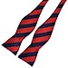 PenSee Mens Self Bow Tie Dark Blue and Red Stripe Jacquard Woven Silk Bow Ties
