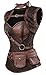 Charmian Women's Spiral Steel Boned Steampunk Gothic Vintage Brocade Corset with Jacket and Belt Coffee Brown Small