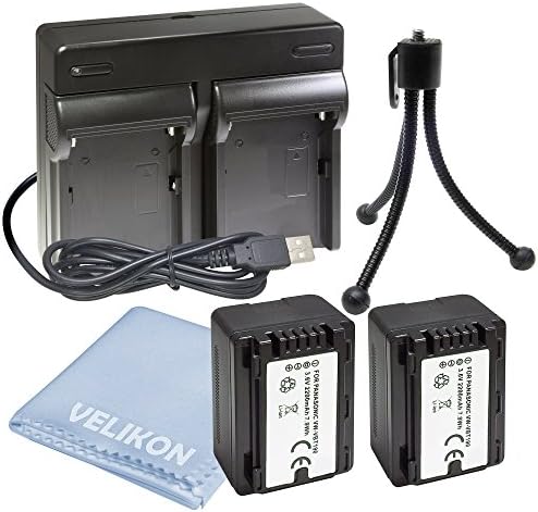 2 Pack Battery and Dual Bay USB Charge Kit , for Panasonic VW-VBT190 Compatible with the Panasonic Camcorders HC-V770, HC-W 580K, HC-WXF991K, HC-VX981K, HC-V180K, HC-VX870K, HC-V380K ,HC-V160,HC-V210,