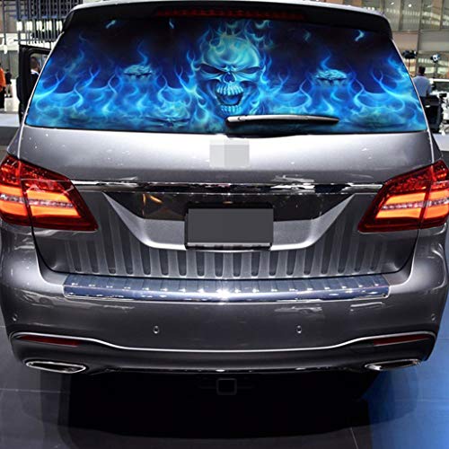Forgun Flaming Skull,Rear Window Decal Sticker for Cars and Trucks