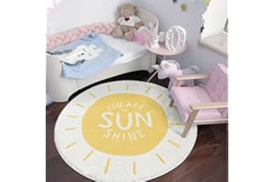 Poowe Sunshine Soft Plush Round Rug for Kids Room 4 ft Alphabet Rug Non Slip Nursery Rug Bedroom Playroom Rug Washable Classroom ABC Circle Rug for Kids Baby Toddlers
