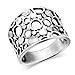 925 Sterling Silver Wide Band Geometric Ring - Size 6