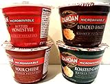 Idahoan Mashed Potatoes Microwavable Single Serve Cups VARIETY 8 PACK + FREE Pack of Heavy Duty Plastic Utensils. 2 Cups each of BUTTER HOMESTYLE, FOUR CHEESE, ROASTED GARLIC, LOADED BAKED (1.5 oz)