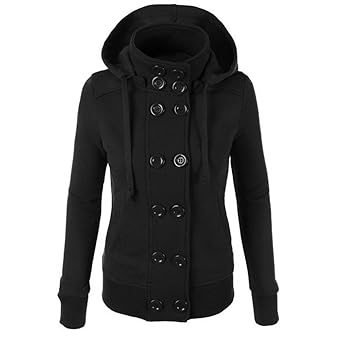Elecenty Damen Kapuzenpullover,Solide Zweireihig Hoodies Pullover Sweatshirt Bluse Outwear Mit Kapuze Bluse Tops Sweatjacke J