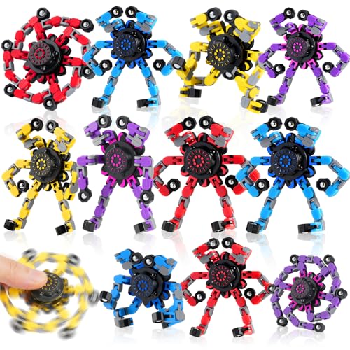 12PCS Transformable Fidget Spinners for Kids Adults,Deformable Chain DIY Robot Spinner Sensory for Boys Girls,Fidget Toy