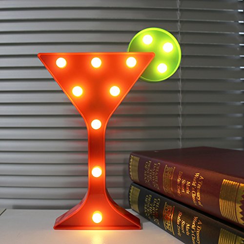 Pooqla Light Up Wine Martini Cocktail Cup Shaped Marquee Sign Decorative Night Light with Remote Timer Dimmable for Home Bar Club Decoration - Thumbnail 3