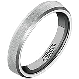 MNH Men Rings 4mm Tungsten Carbide Women Wedding Engagement Band Comfort Fit Beveled Edge Brushed Classy