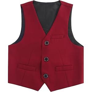 chickiddos Kids Vest for Boys, Uniform Formal Dress for Performance (US, Age, 7 Years, 2603-RED)