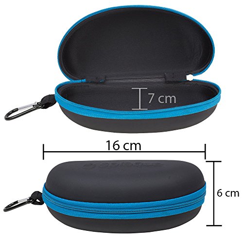 Waterproof Sunglasses and Eyeglasses Case - Durable, Hard EVA Zippered Glasses Holder with Back Pack Clip - Blue - by Splaqua - Thumbnail 2