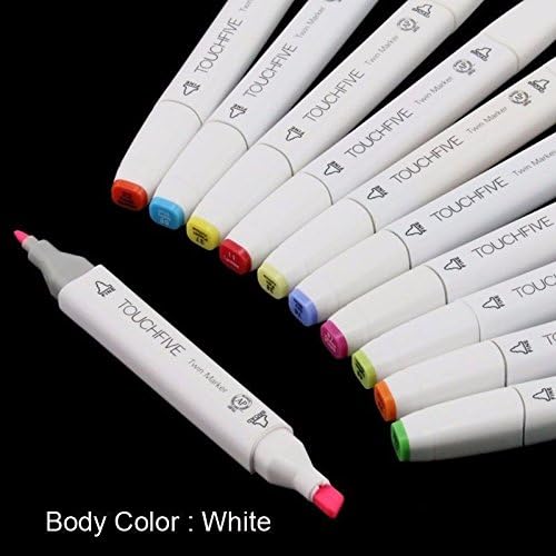 Touch 80 Color Twin Tip Pen Marker Five Graphic Markers Broad Fine Point W/ Bag