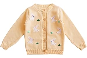 CHENGCHUANG Baby Girls Knitted Cardigan Sweater Crewneck Knit Crochet Button Closure Cardigan Tops Coat Outwear for Toddler