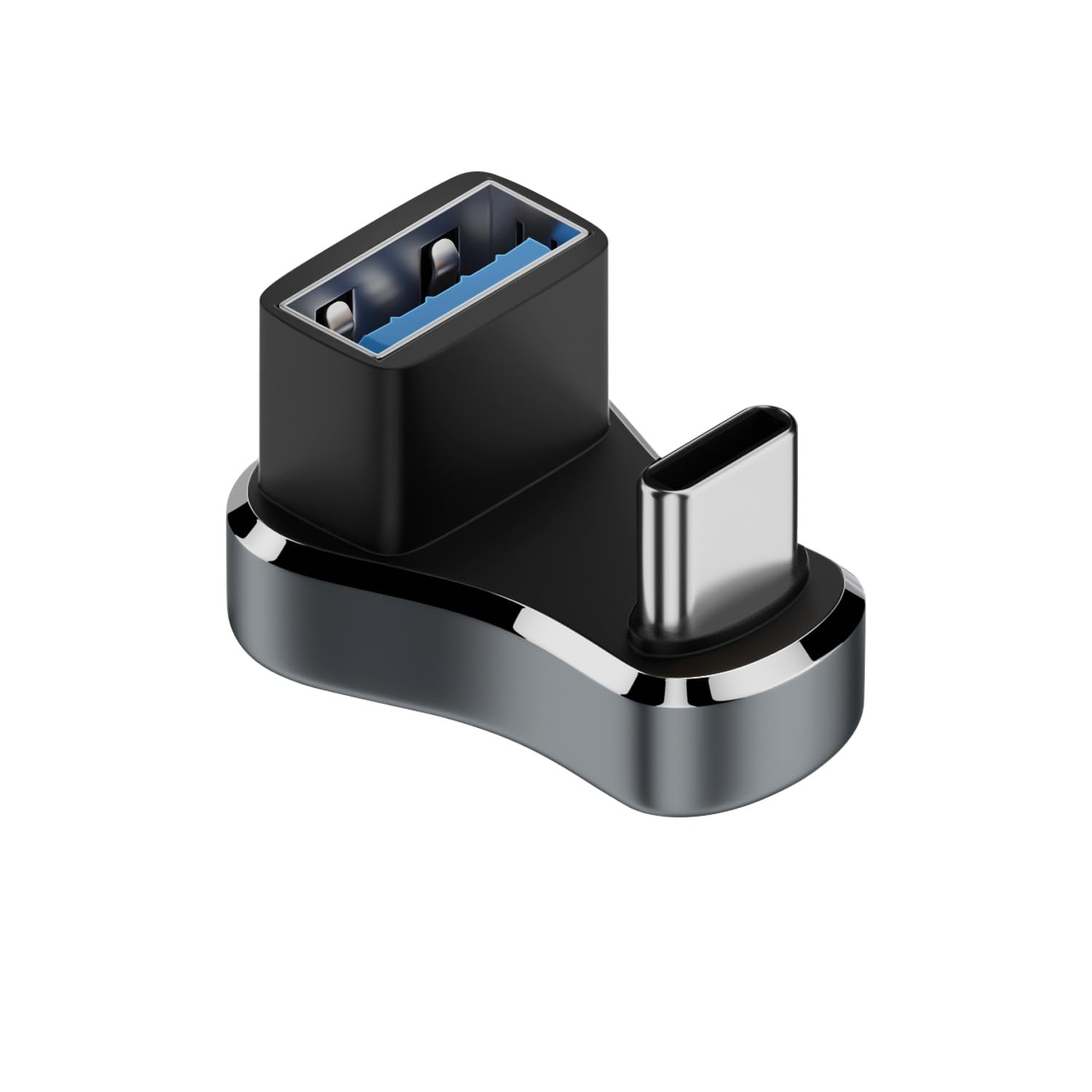 QIANRENON Wider USB C to USB3.1 U Shaped Angle Adapter 10Gbps Type C Male to USB3.1 Female Wide Distance 180 Degree Connector OTG 36W Charging (C to A) LED/Al alloy,for Steam Deck Smartphone Tablet