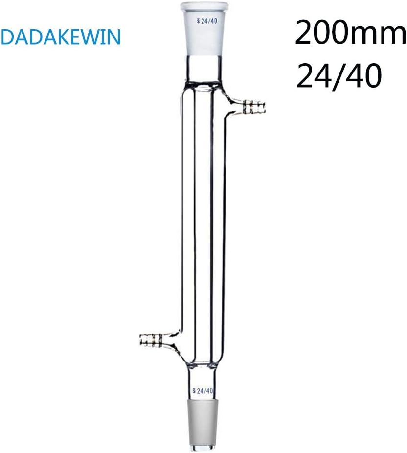 DADAKEWIN 200mm Liebig Condensers, Joint 24/40, Borosilicate 3.3 Glass Standard Ground Mouth Heat Resistant Scientific Lab Condensers- Pack of 1 (Size : 200mm 24/40)