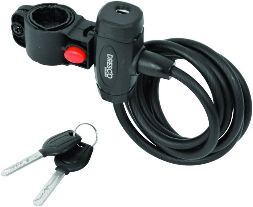 Dresco 5250206 Spiral Lock 150 cm Diameter 8 mm with Frame Holder Matt Black, Schwarz