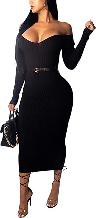 off the shoulder bodycon sweater dress