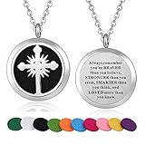 WPFdesign Stainless Steel Religious Cross Aroma Therapy Aromatherapy Essential Oil Diffuser Necklace Locket Pendant
