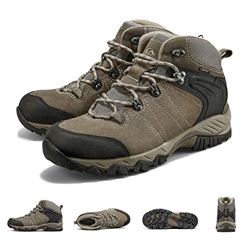 Clorts Men's Classic Hiking Boots Waterproof Suede Leather Lightweight Hiking Shoes Brown US Men Size 11 Medium Width