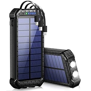 【3本ケーブル内蔵 & 4台同時充電 & PSE認証済】 30000mAh ソーラーモバイルバッテリー 大容量 急速充電