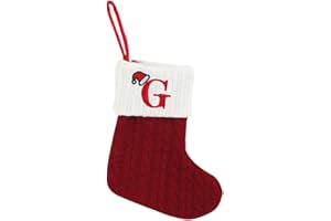 THREETOLS Christmas Stockings with Initial, Small Embroidered Letter Knit Red White Christmas Stocking Letter Monogram Hanging Xmas Stockings for Family Christmas Tree Fireplace Decoration (G)