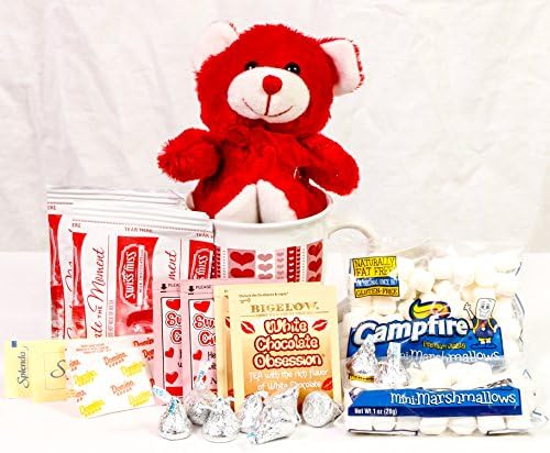Valentine's Day Student / Military Care Package - Swiss Miss Hot Chocolate - Hershey Kisses - Bear - Mug