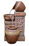 17" Photina Terracotta Bowl Fountain w/LED Lights: Stone Bowl Outdoor Water Feature for Gardens & Patios. Hand-crafted Design. HF-B11-17LT