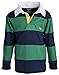 Sportoli Big Boys 100% Cotton Wide Striped Long Sleeve Polo Rugby Shirt - Green (Size 12)