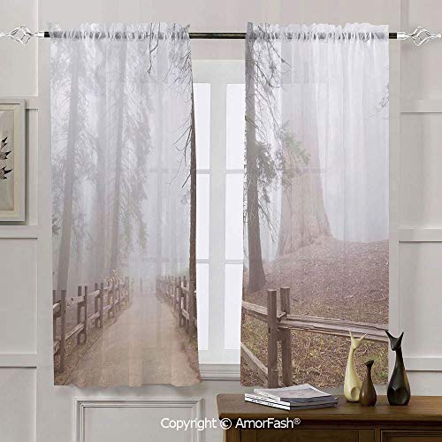 Amorfash Yosemite Printed Semi Sheer Curtains Rod Pocket Curtains