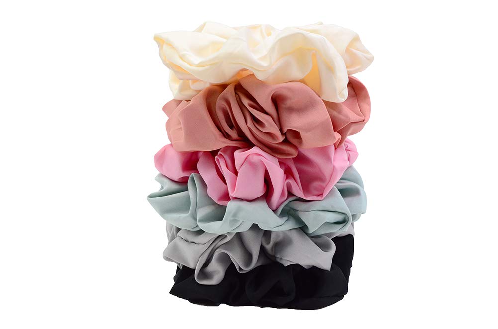 Simnice Oversized Blush Theme Large Hair Scrunchies Satin Elastics Scrunchy Bobbles Soft Hair Bands Hair Ties Hair Accessories Scrunchies for Girls Women，6 Colors : Beauty