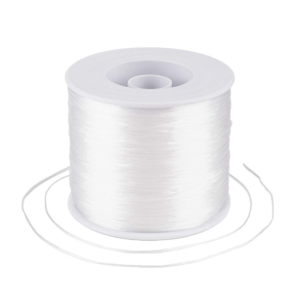 Craftdady 500 Meters Elastic Beading Thread 0.3mm High Stretchy Fibre Elastic Crystal White String with Spool for Beading Jewelry Making