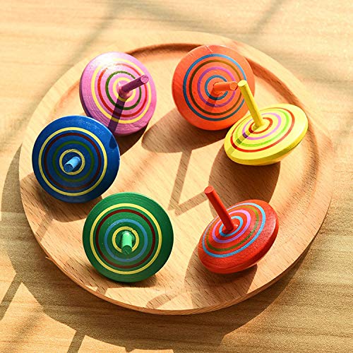 B bangcool Wooden Spinning Top Toys Wood Spin Up Toy for Party Favors(12Pcs)... - Thumbnail 5