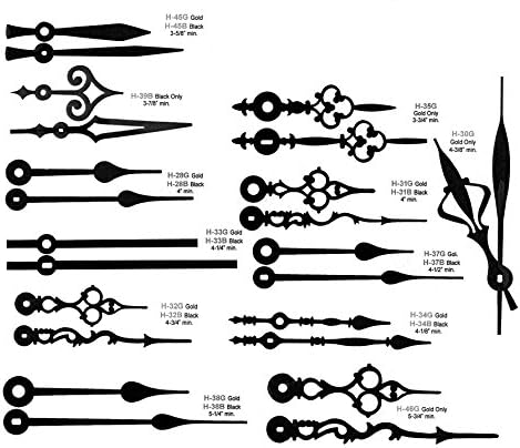 10 Assorted Clock Hands For "i" Shaft Movements (11 pairs of large black hands)