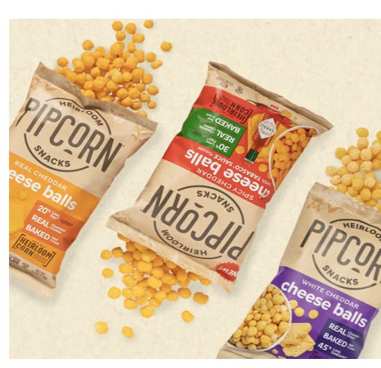 HEIRLOOM CHEDDAR CHEESE BALLS BY PIPCORN, 4.5 OZ