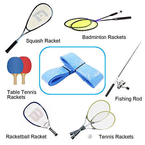 QY 2Pack Widened Perforated Super Absorbent Tennis Racket Overgrip Anti Slip Badminton Racket Tape Wrap Table Tennis Racket Tape, Dark Blue