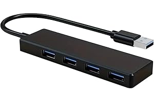 HOLEPLUS 4-Port USB 3.0 Hub, Ultra-Slim Data USB Hub, for MacBook, Mac Pro, Mac Mini, iMac, Surface Pro, XPS, PC, Flash Drive, Mobile HDD (U1 0.59ft)