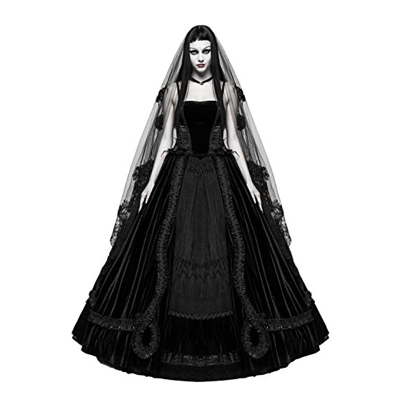 Punk-Rave-Black-Romantic-Gothic-Victorian-Ball-Gown-Long-Wedding-Prom-Party-Dress-Large