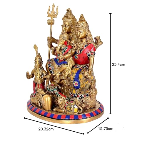 AONA Brass Shiv Parivar Shiva Parivar Idol Religious Statue | Height : 10 Inch, Religious 4