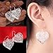 BeeSpring Women Silver Vintage Hollow Heart Dangle Hook Earrings Jewelry