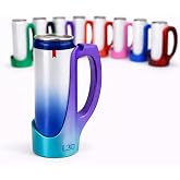 Slim 12oz Can Holder with Handle &ndash; 5.5&rdquo; Mug Style Skinny Can Holder &ndash; Fits White Claw, Michelob Ultra &amp; 12oz Energy Drinks &ndash; 8 Color Options - (Teal/Lt.Blue/Purple)