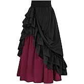 Scarlet Darkness Victorian Maxi Skirt for Women Renaissance Long Double-Layer Ruffle Skirt