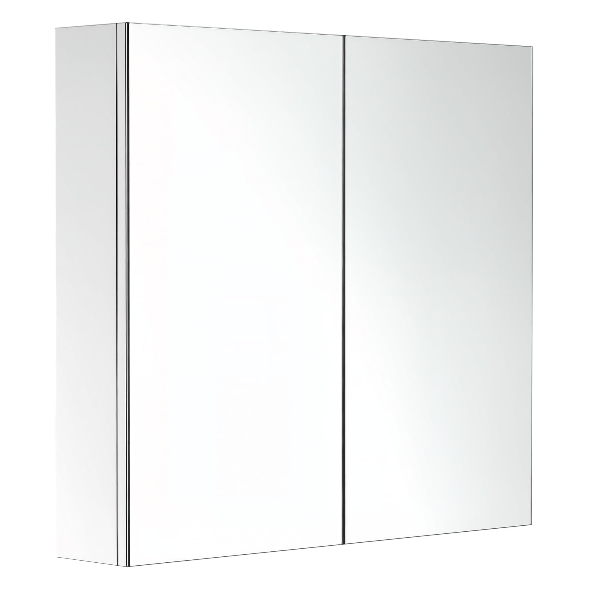HOMCOM Bathroom Mirror Cabinet, Stainless Steel Wall Mounted Bathroom Storage Cabinet with Double Doors, 60x55cm