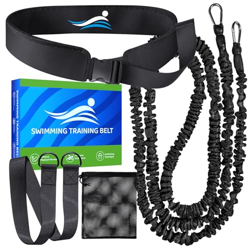 Swimming Belt for Swimming Pool - Professional Swimming Trainer with Adjustable Resistance 2.5-7.5m Swimming Rope Training Belt for Adults and Children, Pool Training Without