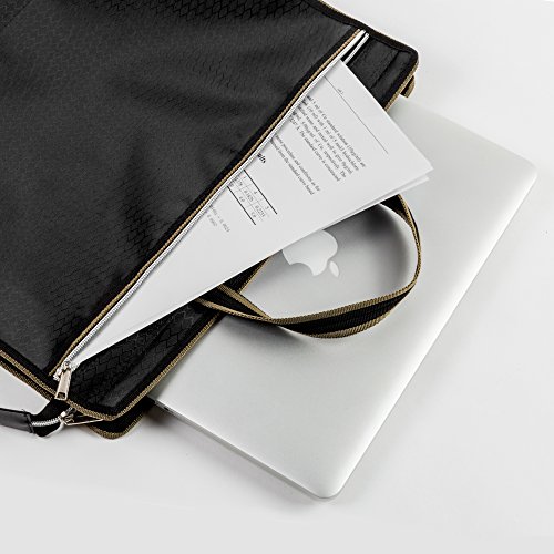 Zipper Business Document Bag, Lavince WaterProof Briefcase Office Handbag file bag Multi Purpose Usage for Files Folder Document Notebook iPad Macbook Stationery For Bussiness Meeting Office (Black)
