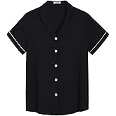 Latuza Women's Bamboo Viscose Pajama Tops Soft Comfy Short Sleeve Sleep Shirt