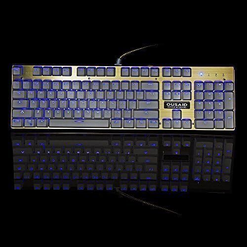 Full Tactile Clicky Blue Backlit Illuminated Mechanical Gaming Aluminum Keyboard