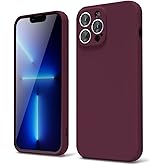 oakxco for iPhone 13 Pro Max Phone Case Liquid Silicone, Cute Thin Slim Soft Rubber TPU Plain Smooth Gel Cover for Women Girl Aesthetic, Matte Solid Protective & Shockproof Bumper, Burgundy Plum Wine